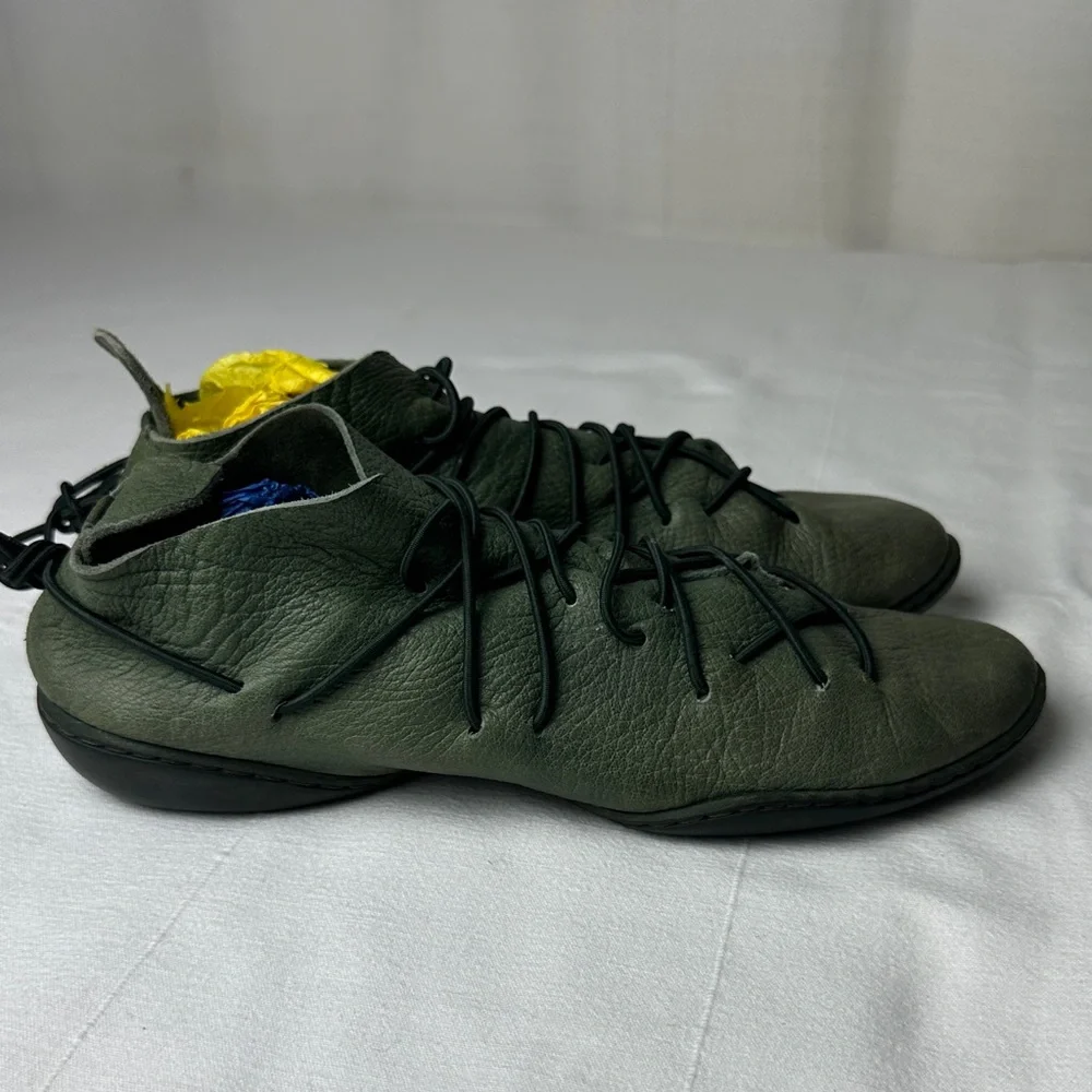 Olive Green Leather Men's Slip-On Loafers